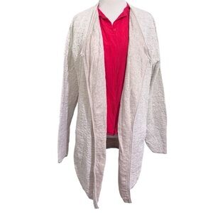 Pure J Jill Medium Beige Cream Textured Knit Open Front Cardigan Long Sweater